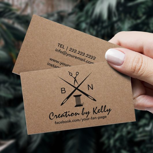 Carte De Visite Coudre Seamstress Dresmaker Rustic Kraft