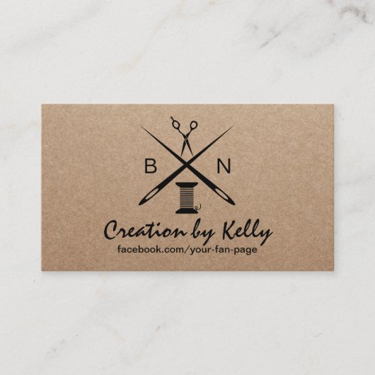 Carte De Visite Coudre Seamstress Dresmaker Rustic Kraft (Devant)