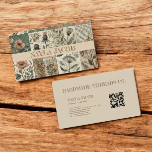 Carte De Visite Couette rose verte et habillement artisanal en éca