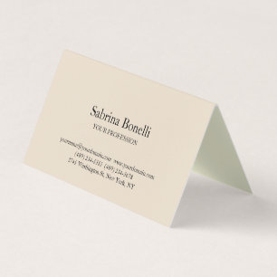 Carte De Visite Couleur amande Moderne Unique Élégant Plain Simple