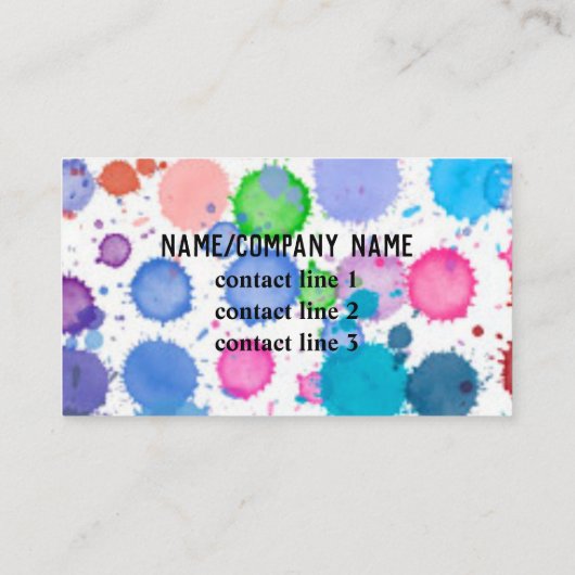 Carte De Visite couleur aquarelle peinture éclaboussure conception (Dos)