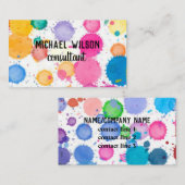 Carte De Visite couleur aquarelle peinture éclaboussure conception (Devant / Derrière)