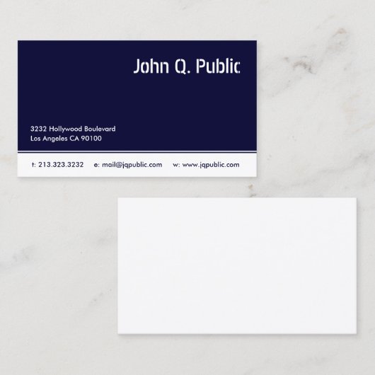 Carte De Visite Couleur Bleu Bleu Bleu Simple (Devant / Derrière)