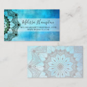 Carte de visite couleur bleu mandala (Devant / Derrière)