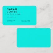 Carte De Visite Couleur bleu néon moderne (Devant / Derrière)