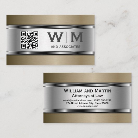 Carte De Visite Couleur | Code Qr | Monogramme (Devant / Derrière)