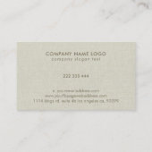 Carte De Visite Couleur crème simple Texture lin naturel Impressio (Dos)