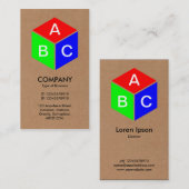 Carte De Visite Couleur Cube - Initiales - Carton (Devant / Derrière)