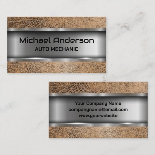 Carte De Visite Couleur | Cuir Brown (Devant / Derrière)