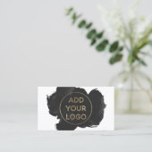 Carte De Visite Couleur d'aquarelle noire - télécharger votre logo (Debout devant)