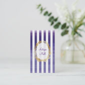 Carte De Visite Couleur d'aquarelle PixDezines violet stripes (Debout devant)