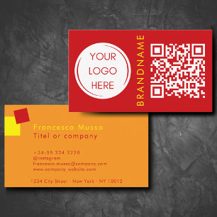 Carte De Visite Couleur de contraste vive, logo et code QR moderne