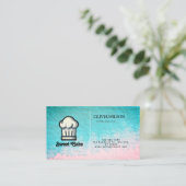 Carte De Visite Couleur de l'eau Couleur rose unique logo (Debout devant)