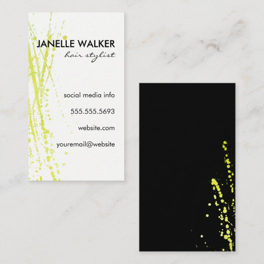 Carte De Visite Couleur de l'eau Vert éclatant (Devant / Derrière)