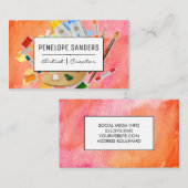 Carte De Visite Couleur d'eau expressive | Peintures brosses Artis (Devant / Derrière)