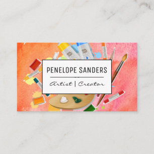 Carte De Visite Couleur d'eau expressive   Peintures brosses Artis
