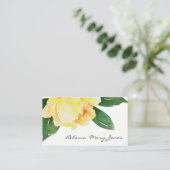 CARTE DE VISITE COULEUR D'EAU JAUNE CHÈRE ADRESSE FLORALE (Debout devant)