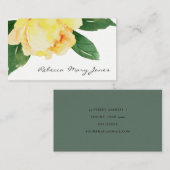 CARTE DE VISITE COULEUR D'EAU JAUNE CHÈRE ADRESSE FLORALE (Devant / Derrière)