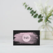 Carte De Visite Couleur d'eau rose brosse votre logo professionnel (Debout devant)