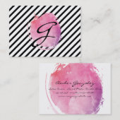Carte De Visite Couleur d'eau rose Monogramme Fancy Text Strips (Devant / Derrière)
