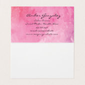 Carte De Visite Couleur d'eau rose Monogramme Texte fantaisie (Intérieur déplié)