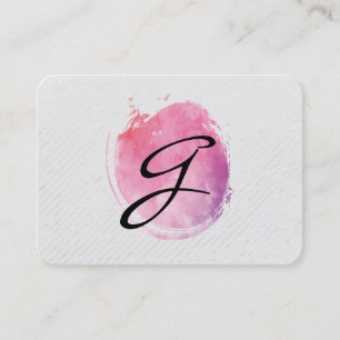 Carte De Visite Couleur d'eau rose Monogrammes Grilles et texture