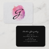 Carte De Visite Couleur d'eau rose Monogrammes Grilles et texture (Devant / Derrière)