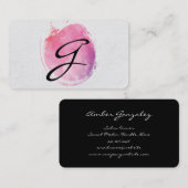 Carte De Visite Couleur d'eau rose Monogrammes Grilles et texture (Devant / Derrière)