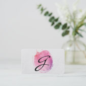 Carte De Visite Couleur d'eau rose Monogrammes Grilles et texture (Debout devant)