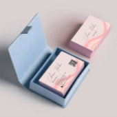 Carte De Visite Couleur d'eau rose simple couleur Qr Code