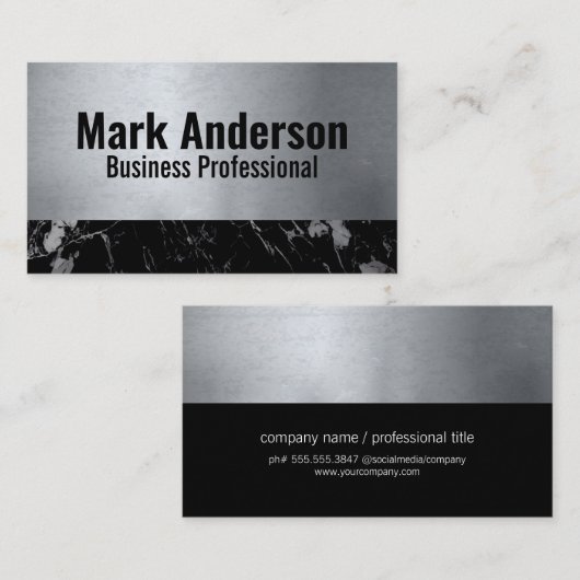 Carte De Visite Couleur | Découpe en marbre noir (Devant / Derrière)