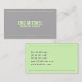 Carte De Visite Couleur duo vert citron et gris (Devant / Derrière)