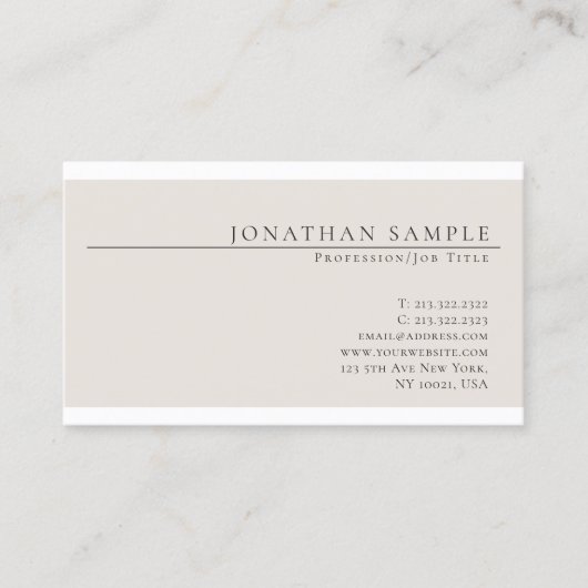 Carte De Visite Couleur élégante tendance Moderne Chic Simple Simp (Devant)