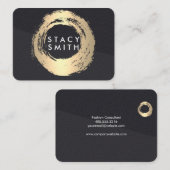 Carte De Visite Couleur en cuir bloc or brossé Cercle (Devant / Derrière)