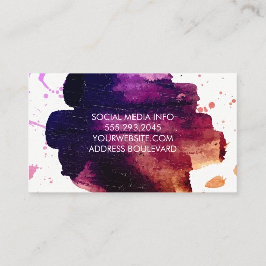 Carte De Visite Couleur expressive brossée (Dos)