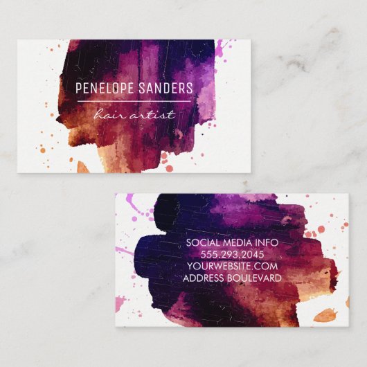 Carte De Visite Couleur expressive brossée (Devant / Derrière)