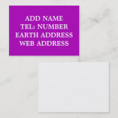 Carte de visite couleur foncé violet (Devant / Derrière)