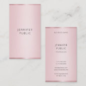 Carte De Visite Couleur or rose Moderne Elégant Modèle Glamor (Devant / Derrière)