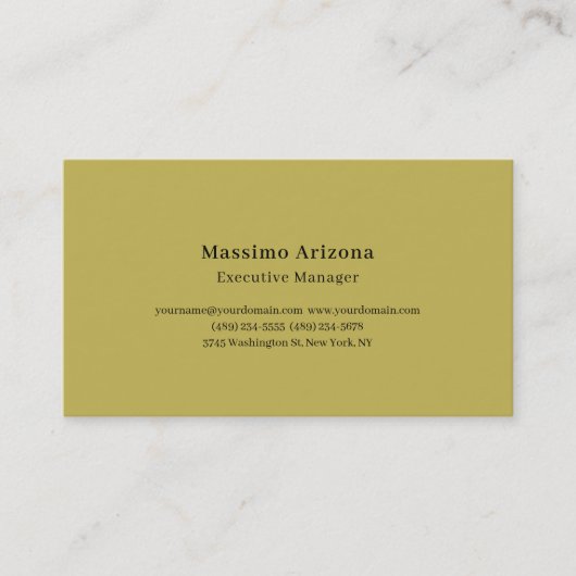 Carte De Visite Couleur Or Simple Professionnel Moderne Minimalist (Devant)