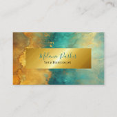 Carte De Visite couleur or turquoise chic moderne (Devant)