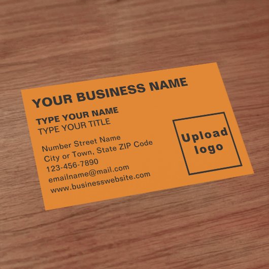 Carte de visite couleur orange des textes alignés 