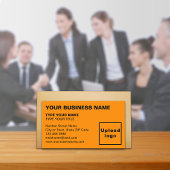 Carte de visite couleur orange des textes alignés 