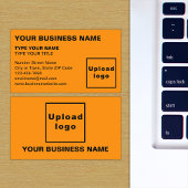 Carte de visite couleur orange des textes alignés 