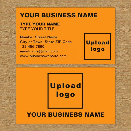 Carte de visite couleur orange des textes alignés 