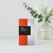 Carte de visite couleur orange gris noir rayures (Debout devant)