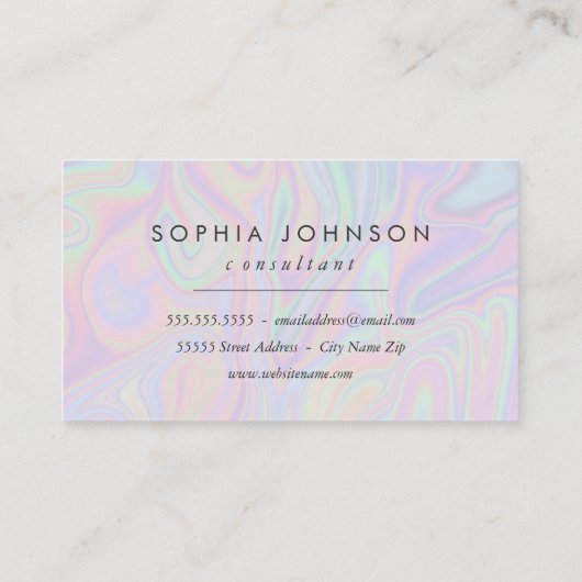 Carte De Visite Couleur pastel Abstraite Liquide Iridescente (Dos)