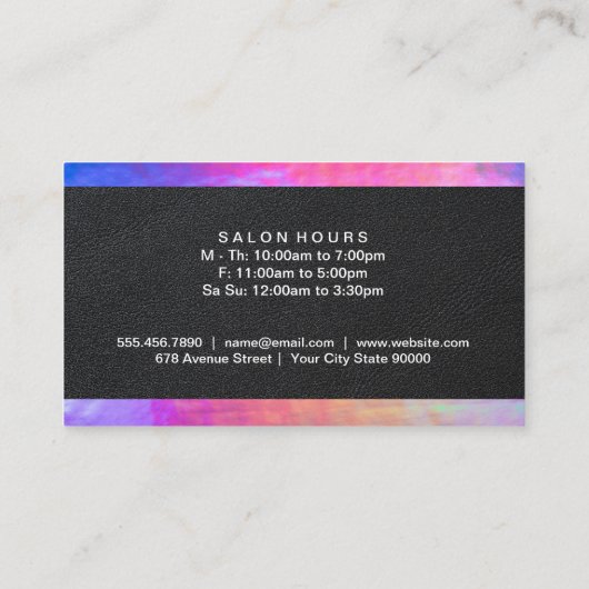 Carte De Visite Couleur Pastel Trim | Cuir noir (Dos)