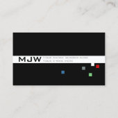 Carte De Visite couleur pixels noir professionnel moderne. (Dos)