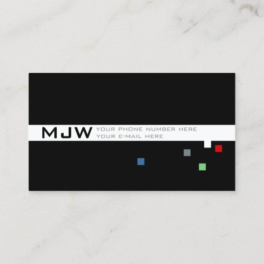 Carte De Visite couleur pixels noir professionnel moderne. (Dos)