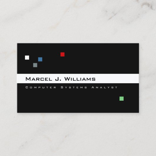 Carte De Visite couleur pixels noir professionnel moderne. (Devant)